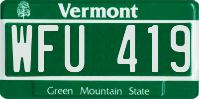 VT license plate WFU419