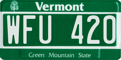 VT license plate WFU420