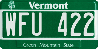 VT license plate WFU422