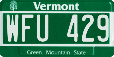 VT license plate WFU429