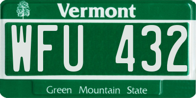 VT license plate WFU432