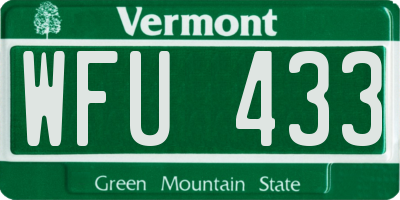 VT license plate WFU433