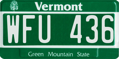 VT license plate WFU436