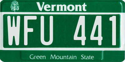 VT license plate WFU441