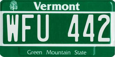 VT license plate WFU442