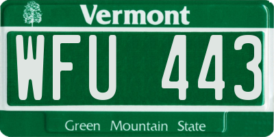 VT license plate WFU443