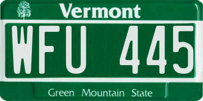 VT license plate WFU445