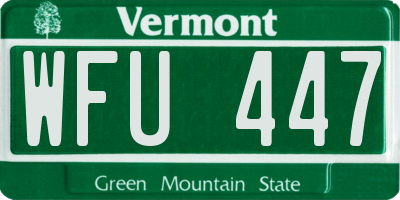 VT license plate WFU447