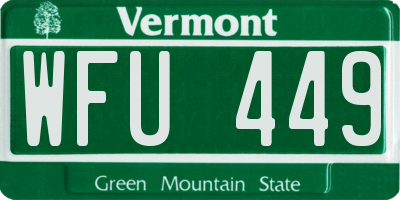 VT license plate WFU449