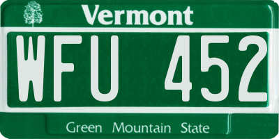 VT license plate WFU452