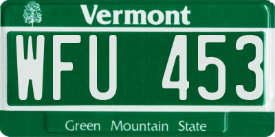 VT license plate WFU453