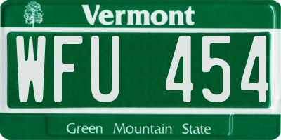 VT license plate WFU454