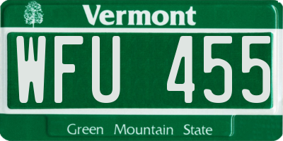 VT license plate WFU455