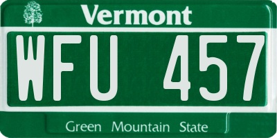 VT license plate WFU457