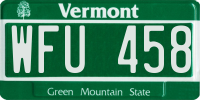 VT license plate WFU458