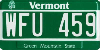 VT license plate WFU459