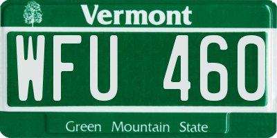 VT license plate WFU460