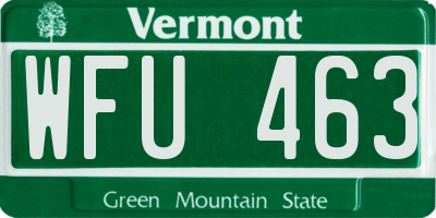 VT license plate WFU463