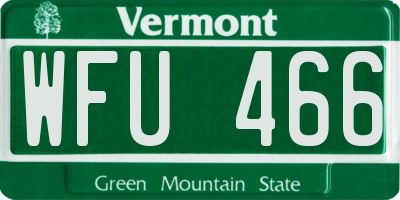 VT license plate WFU466