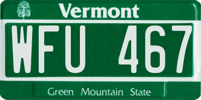 VT license plate WFU467