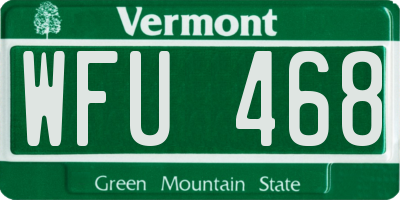 VT license plate WFU468
