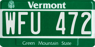 VT license plate WFU472