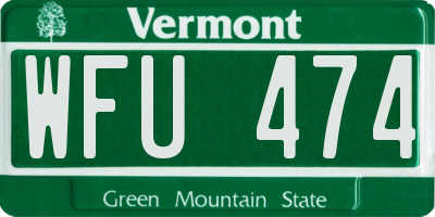 VT license plate WFU474