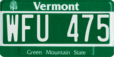 VT license plate WFU475
