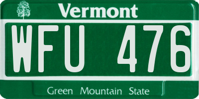 VT license plate WFU476