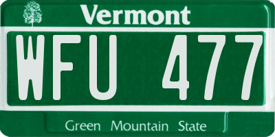 VT license plate WFU477