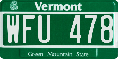 VT license plate WFU478