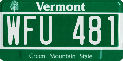 VT license plate WFU481