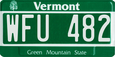 VT license plate WFU482