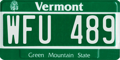 VT license plate WFU489