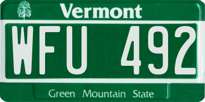VT license plate WFU492