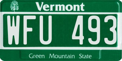 VT license plate WFU493