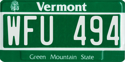 VT license plate WFU494