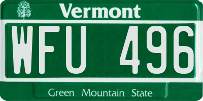 VT license plate WFU496
