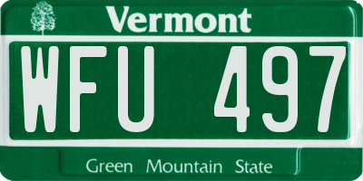 VT license plate WFU497