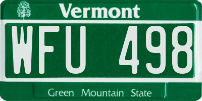 VT license plate WFU498