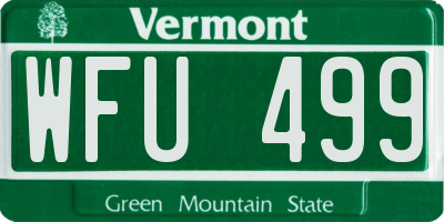VT license plate WFU499
