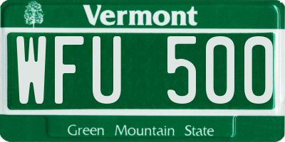VT license plate WFU500