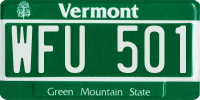 VT license plate WFU501