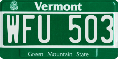 VT license plate WFU503
