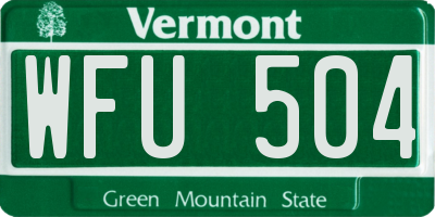 VT license plate WFU504