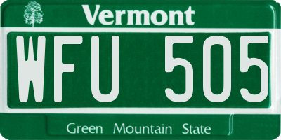 VT license plate WFU505