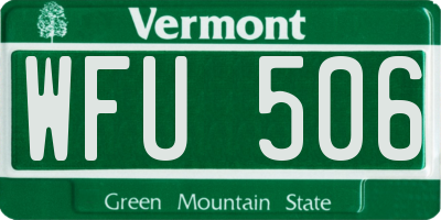 VT license plate WFU506