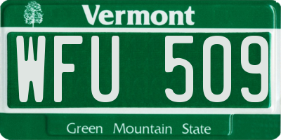 VT license plate WFU509