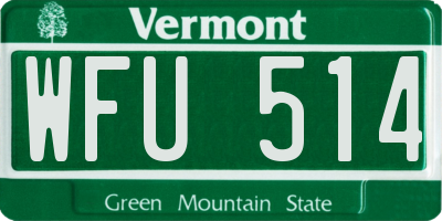 VT license plate WFU514