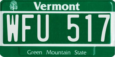 VT license plate WFU517